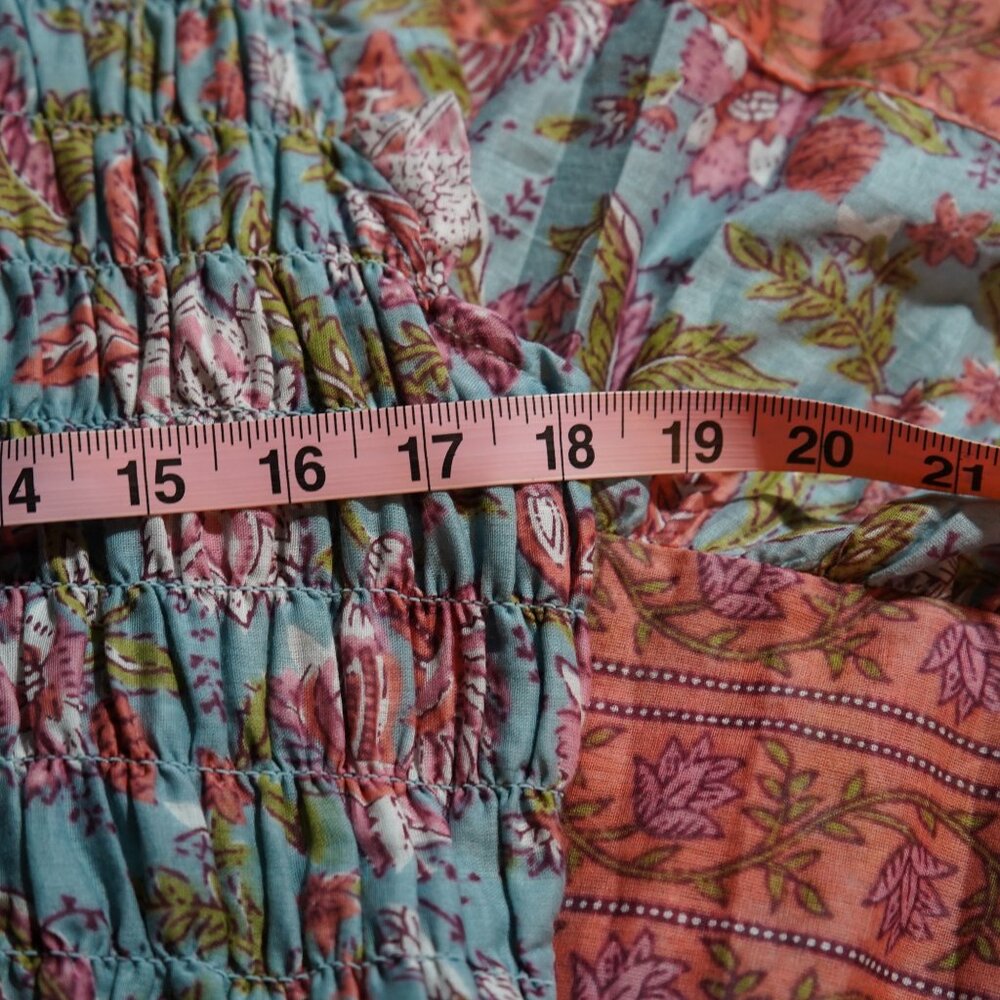 Calypso St. Barth NWT Blue Floral Print Smocked Tiered Maxi Dress XL/TG - Picture 4 of 8